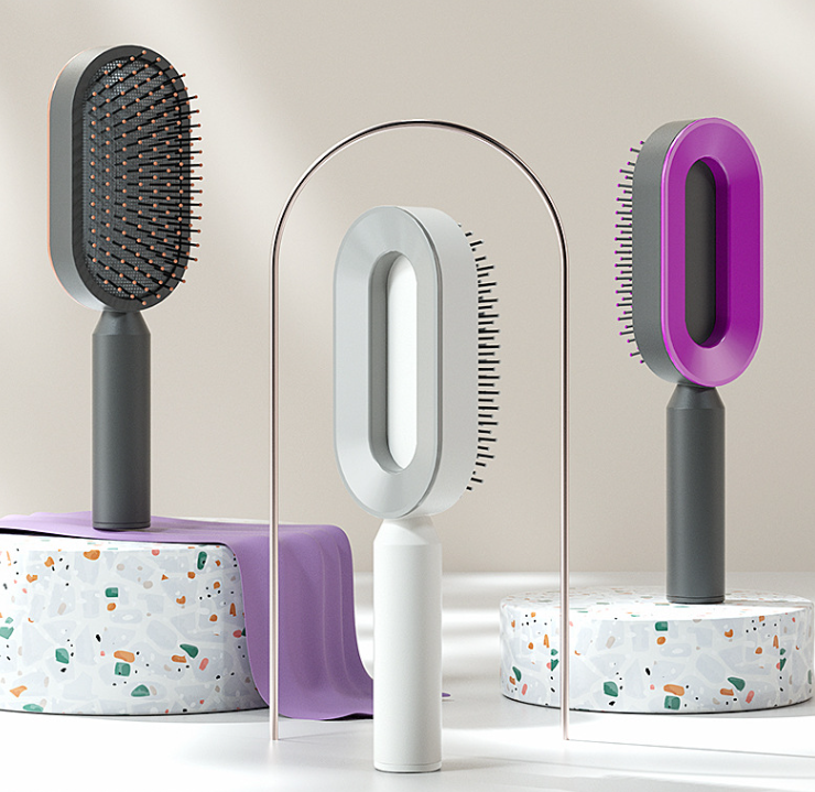 Brosse à cheveux autonettoyante pour femmes Brosse (qualité premium)