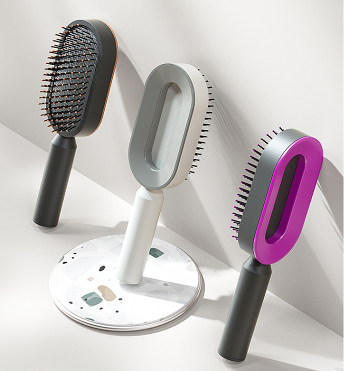Brosse à cheveux autonettoyante pour femmes Brosse (qualité premium)